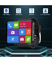 TICWRIS Andriod Smart Watch, GPS Android Smartwatch, 4G LTE with 2.86" Touch Screen, Face Unclok Phone Watch with 2880mAh Battery, IP67 Waterproof Sport Watch,3GB+32GB Andriod Watch for Men (Black)